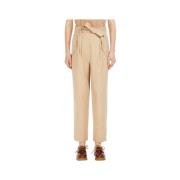 Max Mara Weekend Beige Bomull Morot Passform Byxor Beige, Dam