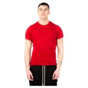 Rick Owens Dubbel SS T-tröja i Cardinal Red Red, Herr