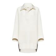 Khaite Silkeskjortklänning Kräm Vit High-Low White, Dam