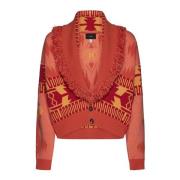 Alanui Ikon Jacquard Cardibomber Sweaters Orange, Dam