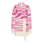 Forte Forte Magenta Ull Intarsia Cardigan Sweater Pink, Dam