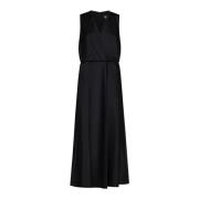 Dkny Svart Satin V-ringad Klänning Black, Dam