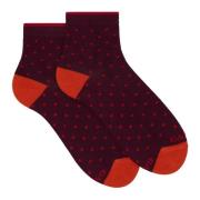 Gallo Burgundy Polka Dot Korta Bomullsstrumpor Multicolor, Dam