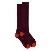 Gallo Burgundy Polka Dot Cotton Socks Multicolor, Dam