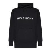 Givenchy Svart Slim Fit Hoodie Sweaters Black, Herr