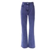 Moschino Blå Flare Jeans Med Fransad Botten Blue, Dam