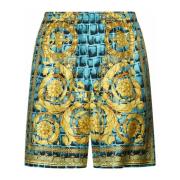 Versace Baroccodile Print Silke Shorts Multicolor, Herr