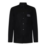 Dolce & Gabbana Svart Bomull Skjorta Logo Patch Black, Herr