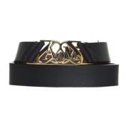 Alexander McQueen Svart/Guld-ton Läder Seal Armband Black, Dam