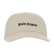 Palm Angels Canvas Logga Keps med Stel Skärm Beige, Herr