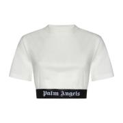 Palm Angels Logo-Jacquard Crew Neck T-shirts White, Dam