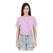 Patrizia Pepe Lila kortärmad T-shirt med Fly spänne Purple, Dam