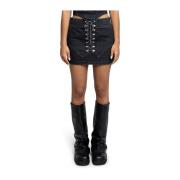 Dion Lee Denim Minikjol Svart Hiker Boot Black, Dam