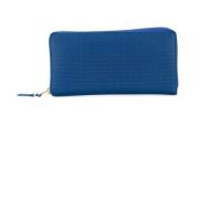 Comme des Garçons Blå tryckt läderplånbok med dragkedja Blue, Unisex