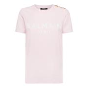 Balmain Lätt och Naturlig Rosa T-Shirt för Kvinnor Pink, Dam