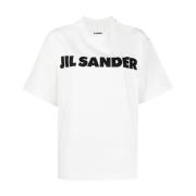 Jil Sander Vit Logotyp T-shirt Crew Neck White, Dam