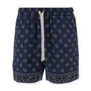 Palm Angels Bandana Mönster Elastisk Midja Shorts Blue, Herr