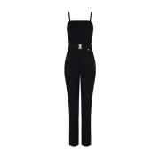 Rinascimento Polyviskos palazzo jumpsuit med bandeau-effekt Black, Dam