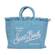 MC2 Saint Barth Blå Canvas Handväska med Dragkedja Blue, Dam