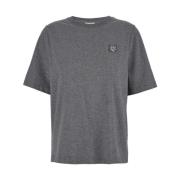 Maison Kitsuné Grå T-shirt med Fox Head Patch Gray, Dam