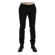 Gianfranco Ferré Slim Fit Cotton Stretch Pants Black, Herr