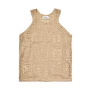 The Silted Company Crochet Cord Tank Top Beige, Dam