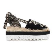 Stella McCartney Svarta Lace-Up Espadrilles Sandaler Black, Dam