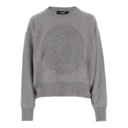 Versace Ull Kashmir Pullover Crew Neck Sweater Gray, Dam