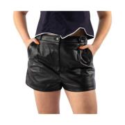 Dolce & Gabbana Lädershorts med knapp och dragkedja Black, Dam