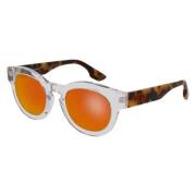 Alexander McQueen Transparent Havana Orange Spegel Solglasögon Multico...