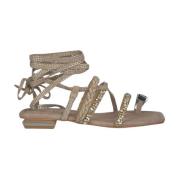 ALMA EN PENA Grekisk Stil Knotted Leg Sandal Brown, Dam