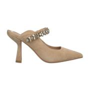 Alma EN Pena Stilren Slingback Sko med Smyckad Rem Beige, Dam