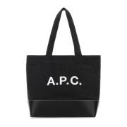 A.p.c. Denim Läder Shoppingväska Black, Herr