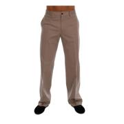 Dolce & Gabbana Beige Bomull Stretch Chinos Byxor Beige, Herr