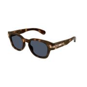 Gucci Stilfull Havana Ram Blå Lins Solglasögon Brown, Unisex