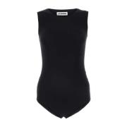 Jil Sander Stretch Nylon Svart Bodysuit Black, Dam