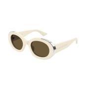 Alexander McQueen Ivory Brown Solglasögon Am0445S Beige, Unisex