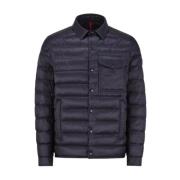 Moncler Navy Down Shacket Overshirt Style Blue, Herr