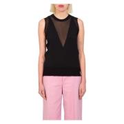 Pinko Tulle Sleeveless Sweater Black, Dam