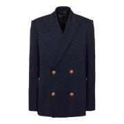 Balmain PB Labyrinth satin jacquard blazer Blue, Herr