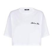 Balmain T-shirt med signaturbroderi White, Dam