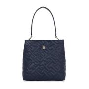 Tommy Hilfiger Quiltad Bucket Bag Blå Blue, Dam