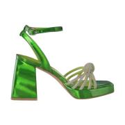 Alma EN Pena Rhinestone Knut Häl Sandal Green, Dam