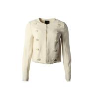 Pinko Beige Jacka med Metalliska Accenter Beige, Dam