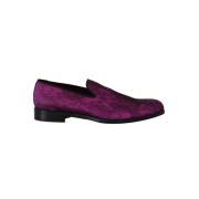 Dolce & Gabbana Lyxiga Jacquard Loafers Lila Svart Purple, Herr