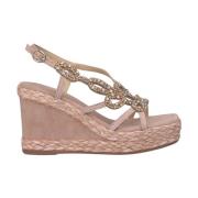 ALMA EN PENA Flätad kil sandal med strass Pink, Dam