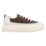 Estro Kvinnors Brun & Beige Låg Topp Läder & Mocka Sneakers Er00113499...