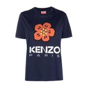 Kenzo Blå Logo Loose Fit T-Shirt Blue, Dam