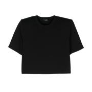 Wardrobe.nyc Svart Axelvadd Crop T-Shirt Black, Dam
