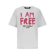 Just Cavalli Vit T-shirt med maxi print White, Dam